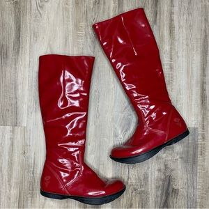 Earth Shoe Red Knee High Waterproof Boots Sz 8